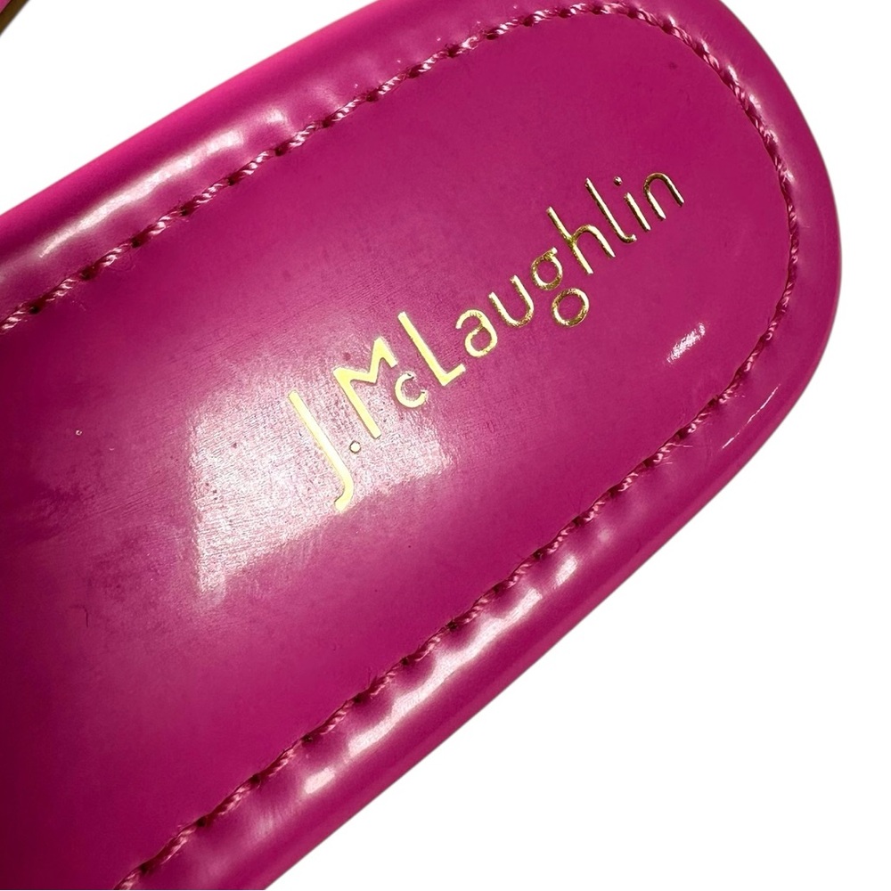 NWT J. McLaughlin Lucy Thong Pink Leather Sandals with Tortoise Shell Medallion - Picture 9 of 11